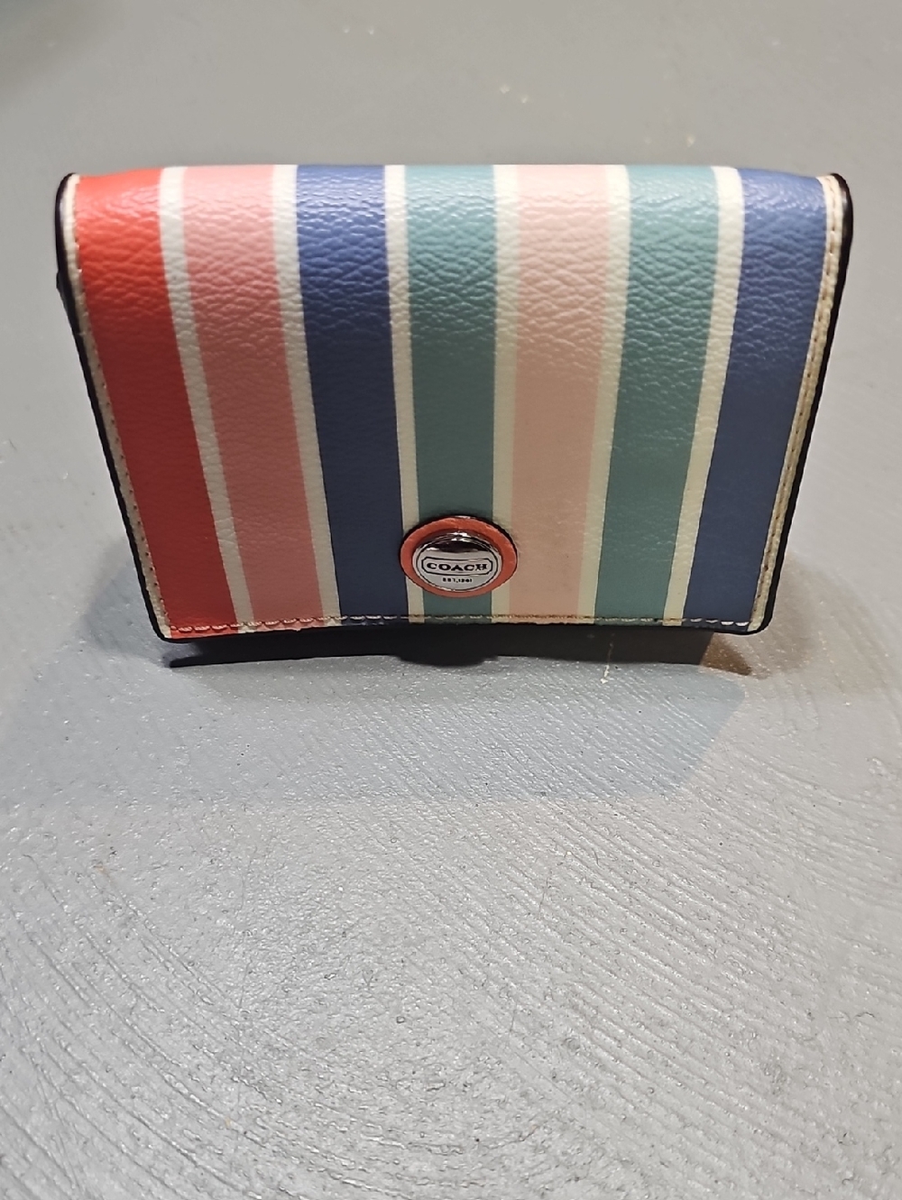 Coach F51319  Payton Multi Striped Multicolor Mini Snap Wallet Card Holder